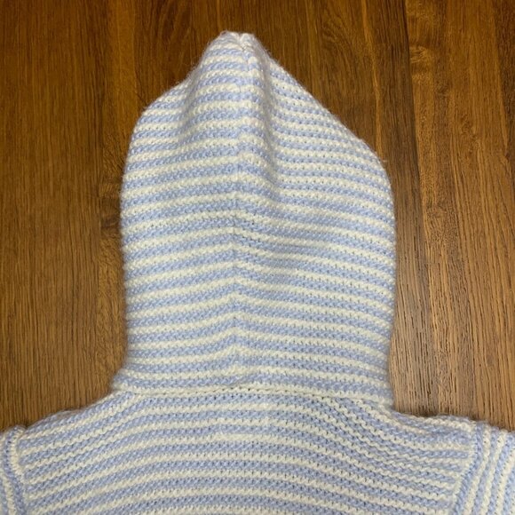 NEXT Knitted Baby Cardigan 12-18 Mos Hooded Blue Stripes Double Breasted Sweater - Picture 4 of 8